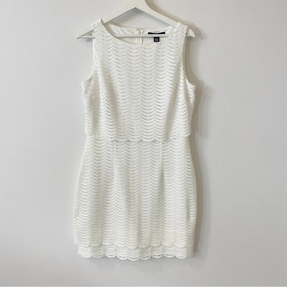 American Living White Wavy Lace Dress Size 12